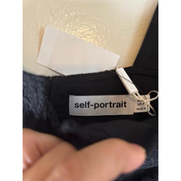 Self-Portrait NWT coquette Black floral Bodycon lace sleeveless midi dress US 4 - Picture 2 of 16